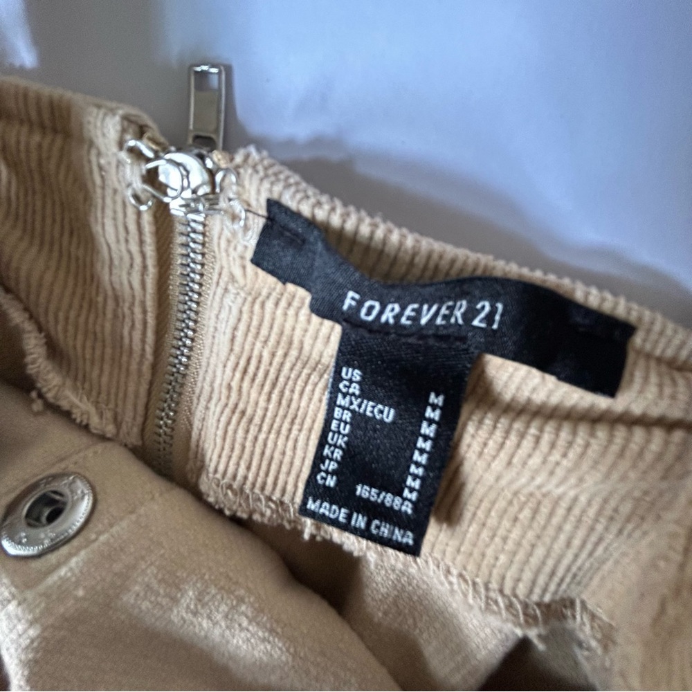 Forever 21 Y2K Juniors Corduroy Fitted Size Medium Tan Jumpsuit/Overalls - Picture 5 of 10